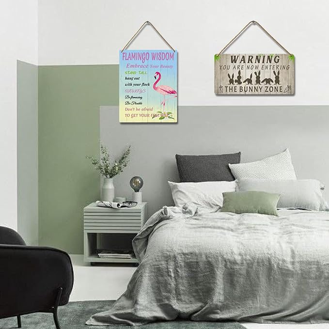 Easter Rabbit Sign Funny Bunny Wall Art Decor Rustic Bunny Wood Signs for Home Decorations Rabbit Lover Gifts for Women The Bunny Zone Sign 12x6 Inch