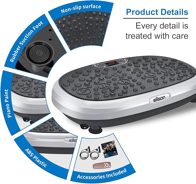 EILISON FitMax 3D XL Vibration Plate Exercise Machine - Whole Body Workout Vibration Platform w/Loop Bands - Lymphatic Drainage Machine for Weight Loss, Shaping, Wellness, Recovery