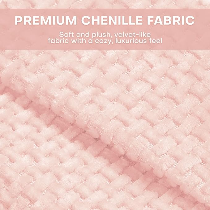 Chenille Fabric Accent Chair Set of 2, Upholstered Armchair with Solid Wood Legs, Modern Living Room Accent Chair, Comfy Single Sofa Chair Reading Club Chair for Bedroom Reception Lounge,Pink