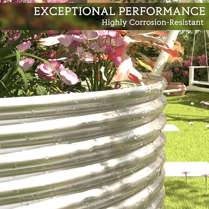 2 Pack 8x2FT Tall Galvanized Raised Garden Bed Outdoor,Metal Garden Bed for Vegetables,Steel Raised Beds for Gardening,Above Ground Garden Box for Flower-DW5