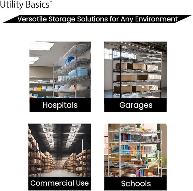 48"x24"x72" Chrome 5-Tier PREMIUM Wire Shelving NSF 4000 LBS MAX CAPACITY Heavy Duty Steel Storage Rack for Warehouses, Garages, Hospitals, Commercial Spaces, & Schools w/PREMIUM WHEELS