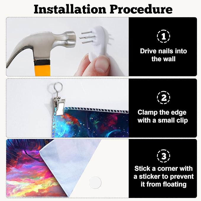 BVBOX Astronaut Space Blacklight Tapestry 79"x59", UV Reactive Floating Astronaut Iridescent Cloud Universe Galaxy Planet Glow in Dark Tapestries, Black Light Neon Upright Poster Wall Hanging Backdrop Decor for Bedroom Living Room