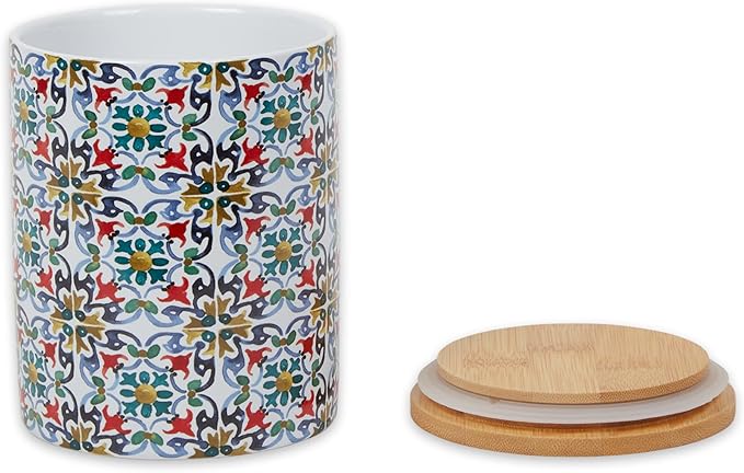 DII Kitchen Ceramics Collection Canister Set, Floral Tile, 3 Piece