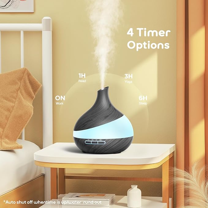 500ML Essential Oil Diffuser: Aroma Diffuser with Remote Control for Hotel Spa Yoga Room - Humidifiers for Bedroom with 14 Colors LED Night Light for Kids/Women Home Relaxation