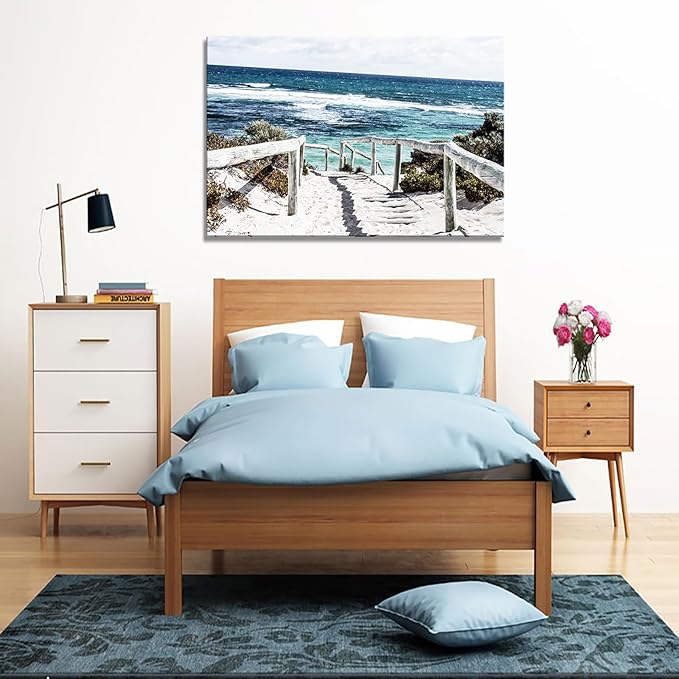 DZL Art S74281 Rottnest Island Beach Seascape Painting Sea Nature Pictures Wall Art Canvas Prints Painting Ready to Hang for Living Room Bedroom Decor Office Wall Decor Home Decoration