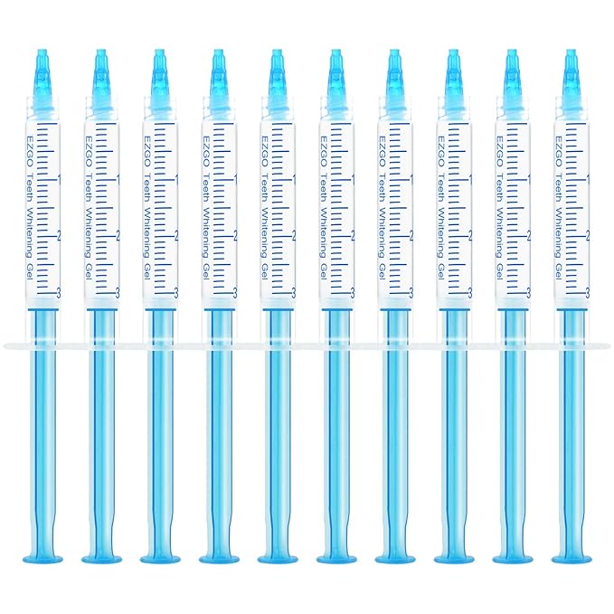EZGO 10 Pack Teeth Whitening Gel Refills 22% Bleaching Gel, No Sensitive Teeth Whitener, Great for Sensitive Tooth Whitening, Carbamide Peroxide Teeth Whitening Gel, Mint Flavor (10X 3ML)