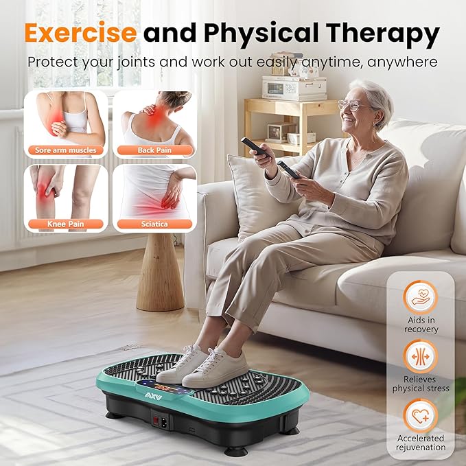 AXV Vibration Plate Fitness Platform Exercise Machine Vibrating Lymphatic Drainage Shaking Full Body Shaker Workout Vibrate Stand Shake Board Sport Gym for Weight Loss Fat Burner for Women Men