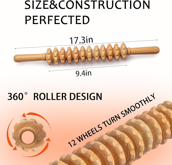 Beech Wood Body Massage Roller - Anti Cellulite Therapy Tools for Body Shaping