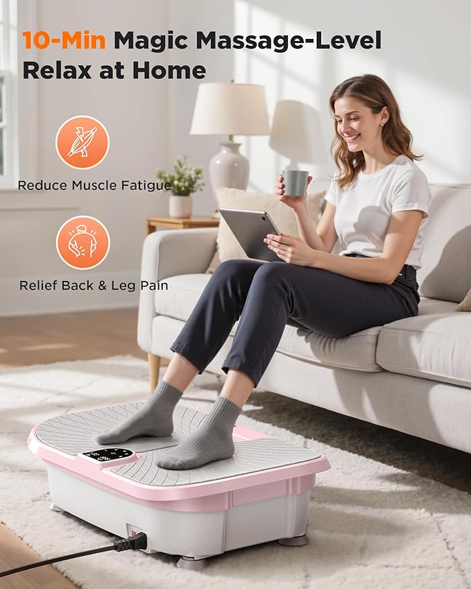 FEIERDUN Vibration Plate Exercise Machine, 400 LBS Capacity Vibration Plate for Lymphatic Drainage, Max Space for Whole-Body Workout & Relaxation at Home