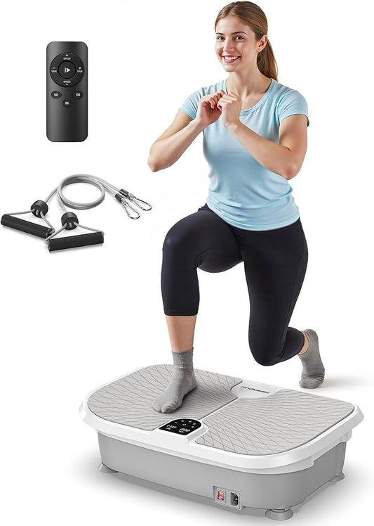FEIERDUN Vibration Plate Exercise Machine, 400 LBS Capacity Vibration Plate for Lymphatic Drainage, Max Space for Whole-Body Workout & Relaxation at Home
