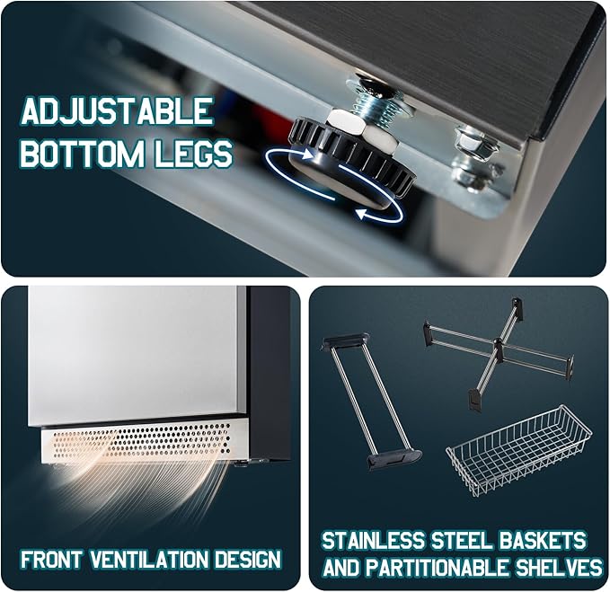 Albott 24 Inch Under Counter Drawer Fridge – Stainless Steel Dual-Zone Beverage Refrigerator with LED Touch Control, Adjustable Storage, Frost-Free, Low Noise, 37℉-50℉, -0.4℉ to 37℉