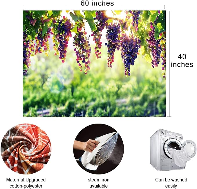 BULOR Vineyard Tapestry Grapes Clusters Wine Rustic Vintage Tapestry Wall Hangings Tapestry for Kids Bedroom Living Room Dorm Man Cave Background(60x40 Inch)