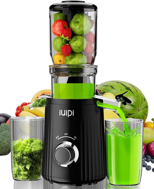 Cold Press Juicer, Slow Masticating Juicer Machines for Whole Vegetable and Fruit, 4.3" Feed Chute, BPA Free, Quiet Easy Clean Juicer to Unlock Fresh & Nutritious Juices (Black)