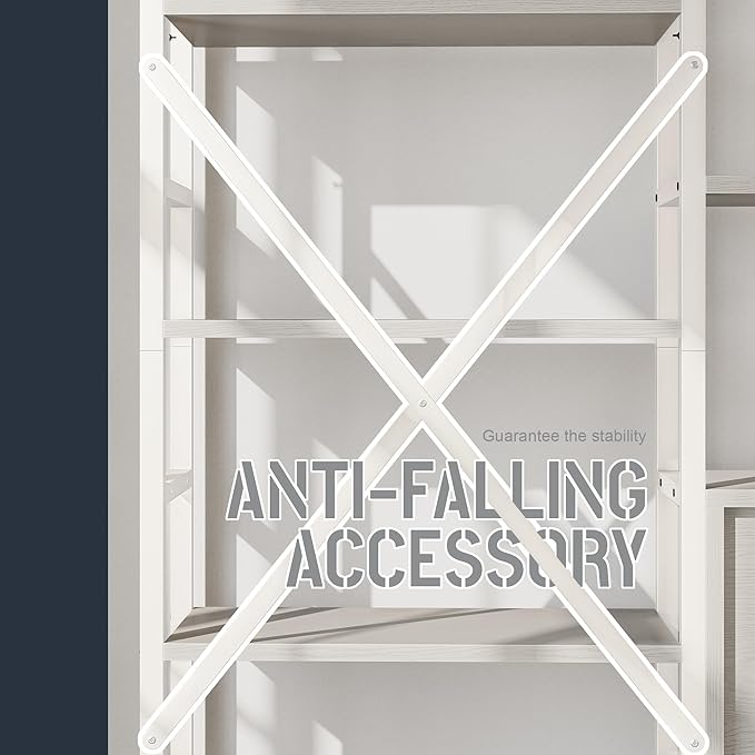 70x78 “ Triple 6 Tier Book Shelf, Industrial Large Bookcase with Storage Cabinet, Tall Bookshelf with 16 Open Display Shelves Metal Frame Furniture for Living Room Bedroom Home Office White