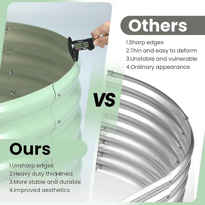 2 Pcs 6x3x1ft Oval Raised Garden Bed, Galvanized Raised Beds,Open-Ended Base Metal Raised Planter Beds,Garden Bed Outdoor,Planter Raised Boxes for Vegetables, Flowers,Tool-Free Asse,Green