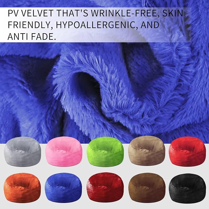 Bean Bag Chair for Adults 5FT,Soft Removable Cover for Teens/Girls Bedroom,Fluffy Giant Round Floor Beanbag Lounger Chairs (No Filler,Sapphire)