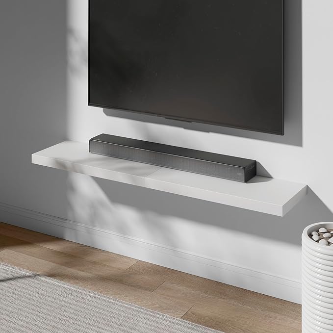 Floating Shelf, Set of 2 Wall Shelf, 36 in W x 12.75 in D x 2 in H Wooden Floating Wall Shelf with Invisible Brackets for Living Room/Bedroom/Bathroom/Kitchen Storage and Decor, White