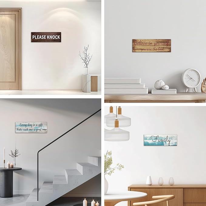 CHAOSETKEN Custom Text Sign Wall Art Personalized Family Quote Wall Decor Family Sign Canvas Prints Customized Wood Text Quote Pictures Rustic Farmhouse Decor Framed (18L x 6W)