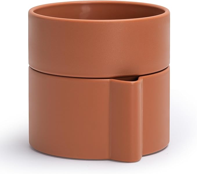 8 Inch Self-Watering Planter Pot with Terracotta Insert, Deep Water Reservoir, and Ceramic-Alike BPA-Free Plastic Planter Pot for Plant, Modern Planter for Houseplants, Terracotta, 53-A-T-3
