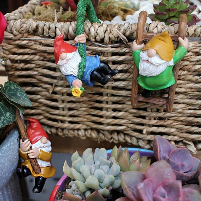 3 PCS Climbing Gnomes Tree Faces Decor Outdoor for Yard, Gnomes Statue, Outdoor Fairy Garden Resin Crafts, Flower Pot Landscape Dwarf, Micro Landscape Pendant Ornaments (3 PCS)