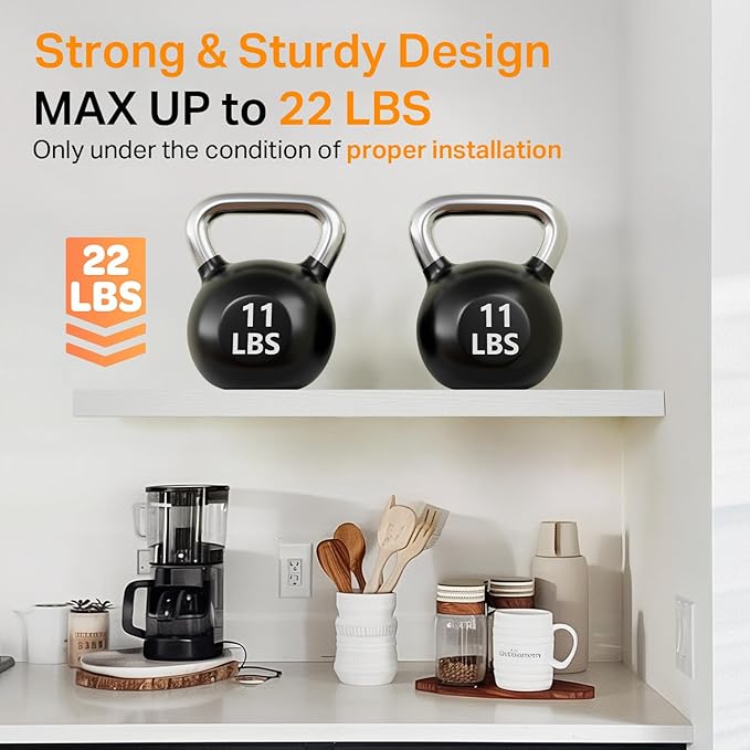 BAYKA Floating Shelves Set of 2, 22.5" Rustic Wood Wall Mounted Shelves for Bathroom, Bedroom, Living Room, Kitchen & Office, Hanging Display Shelf with 22 lbs Capacity (White)