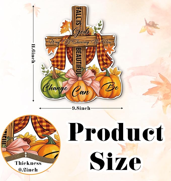 Christian Home Autumn Decor "Fall is Gods way of Showing us How Beautiful Change can Be" Sign for Thanksgiving Decorating, Home Interior And Exterior Decor, Autumn Harvest Thanksgiving Decors