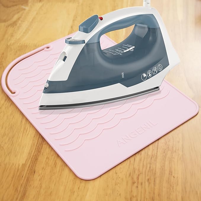 ANGENIL Flat Iron Silicone Mat and Travel Case for Hair Tools - Heat Resistant Mat, Straightener Pad, and Curling Iron Sleeve (9" x 6.5")