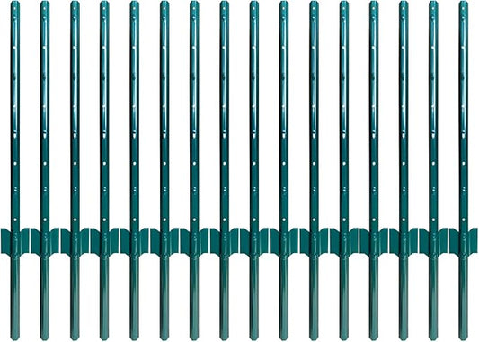 ARIFARO Fence Posts 3 Feet Sturdy Duty Metal Fencing Poles, Pack of 16, No Dig Garden U Post for Wire Fencing Steel Post for Yard, Outdoor Wire