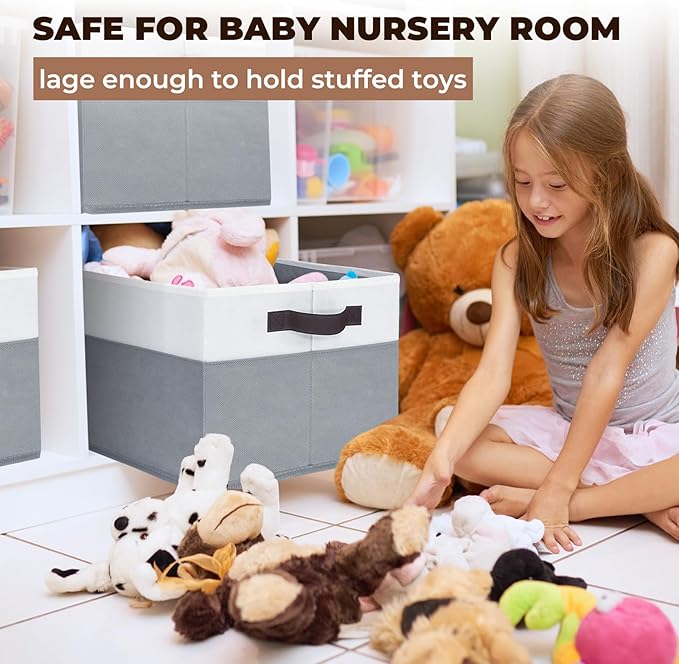 Criusia Extra Large Storage Bins 4 Pack - 16x12in Closet Organizers and Storage Baskets for Organizing Clothes Toy Blanket - Fabric Storage Cubes Containers for Shelves - All Room Organization