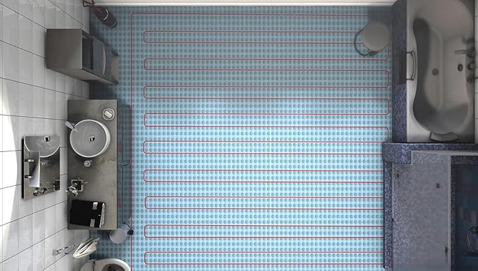 All-in-one Electric Radiant Floor Heating Kit 85 Sq Ft 120V with 2855401 Thermo Basic Non-programmable Thermostat, Heat Uncoupling Membrane, Underfloor Heat Cable, Safe Installation Tools