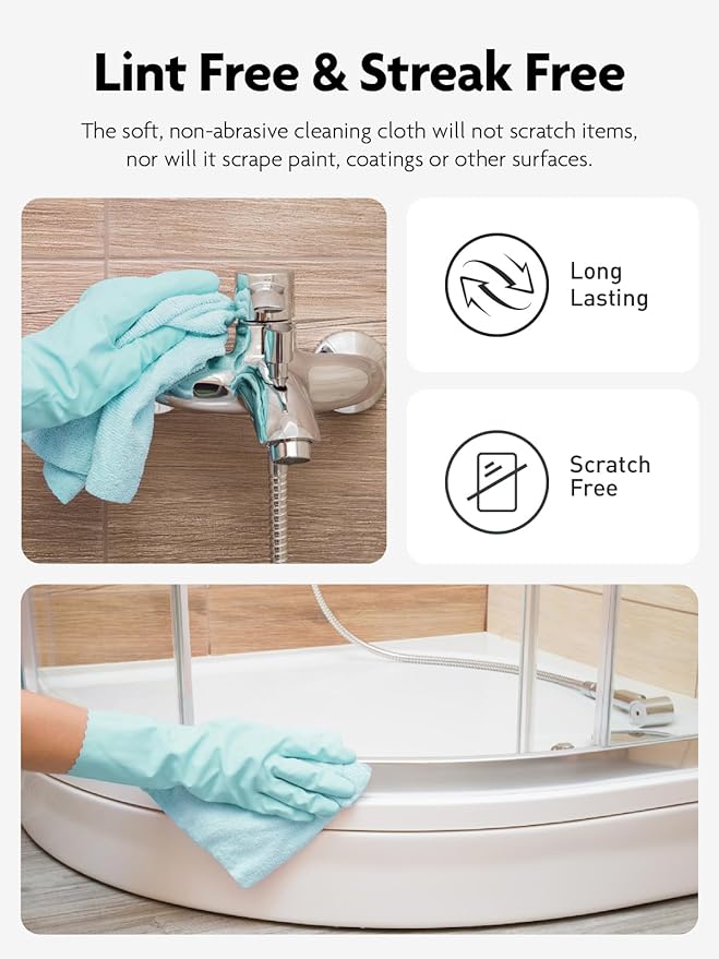 Fantasticlean Microfiber Cleaning Cloth Roll -60 Pack, Tear Away Microfiber Towels, 12" x 12", Reusable, Washable, Scratch Free, Ultra Absorbent Dish Rags for Car, Home, Garage or Shop (White & Blue)