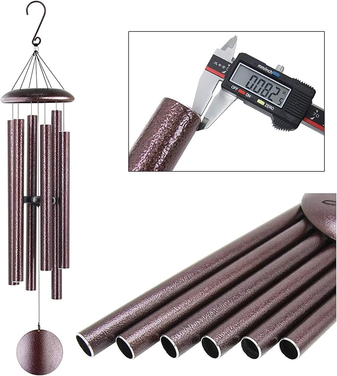 ASTARIN Outdoor Wind Chimes, 45 in Memorial Chimes with 6 Heavy Tubes, Large Deep Tone for Garden Hanging Decor, Sympathy Gifts. Bronze