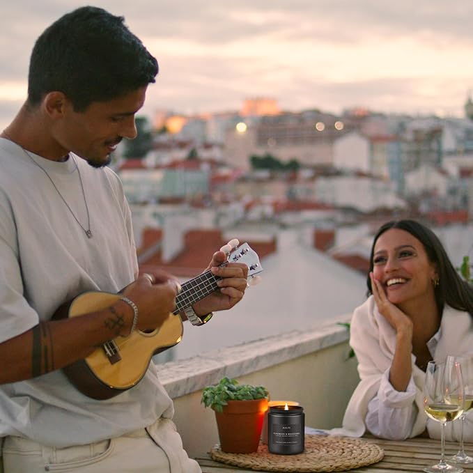 2 Pack Teakwood & Mahogany Candle | Scented Candles for Men, Man Gifts for Men - Masculine Candles - Soy Candle for Home Scented - 7oz Black Jar, Long Lasting