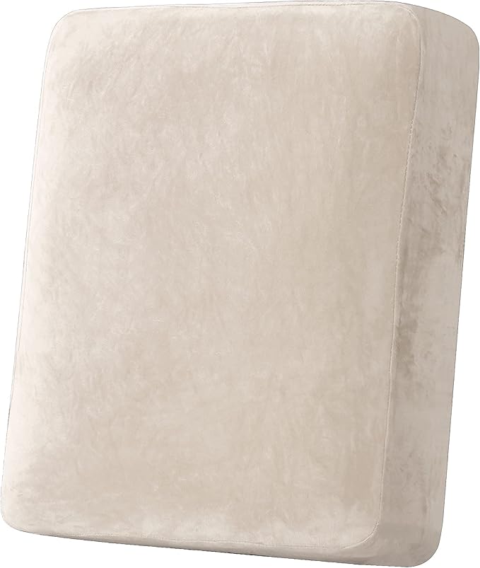 H.VERSAILTEX Velvet Stretch Couch Cushion Cover Plush Cushion Slipcover for Chair Cushion Furniture Protector Seat Cushion Sofa Cover (1 Piece Armchair Cushion Covers, Ivory)