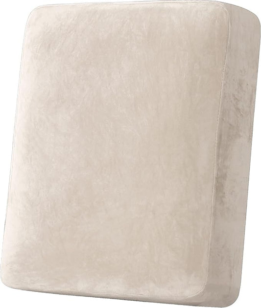 H.VERSAILTEX Velvet Stretch Couch Cushion Cover Plush Cushion Slipcover for Chair Cushion Furniture Protector Seat Cushion Sofa Cover (1 Piece Armchair Cushion Covers, Ivory)