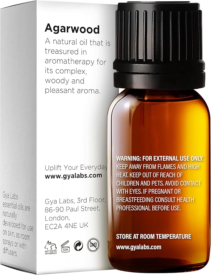 Gya Labs Agarwood Essential Oils for Diffusers - 0.34 Fl Oz - 100% Pure Natural Agarwood Oils for Skin, Massage Candle Making Scent