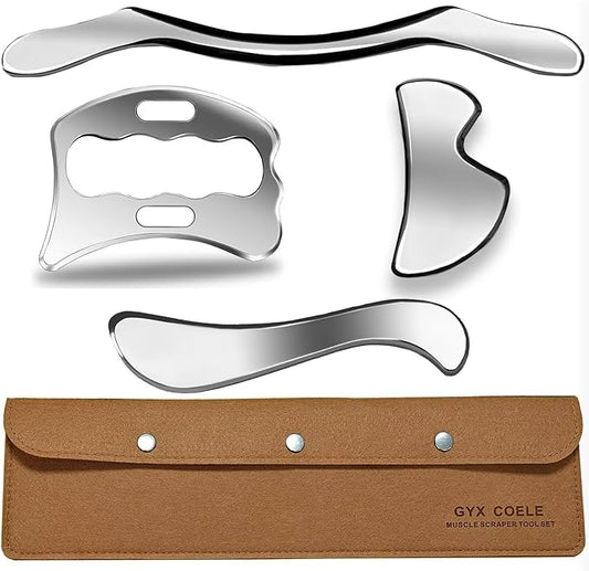 4 in 1 Muscle Scraper Tool Set, IASTM Physical Therapy Massage Tools with Storage Case, Gua Sha Massage Scraper Scraping Tool Physical Therapy (4PCS Set)