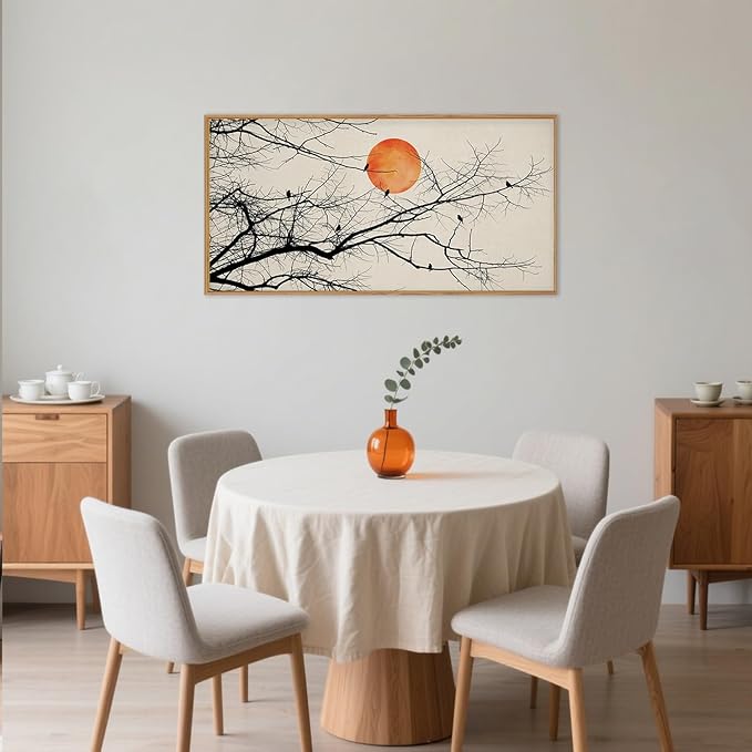 Celestdeco Large Vintage Tree Branch Framed Canvas Wall Art Set, Retro Tree Drawing Wall Decor, Nature Botanical Wall Painting, Neutral Landscape Art Print for Living Room, Bedroom, Office - 20"X40"x1