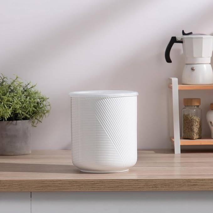 Food Storage Containers with Airtight Lids: Ceramic Canister Sets for Kitchen Countertop - Porcelain Jar for Coffee Tea Flour Sugar Rice Cookies Candy - White (75 oz)