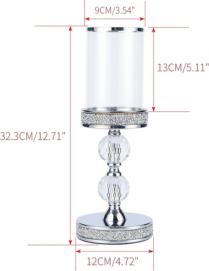 Candle Holders for Pillar Candle, Pillar Crystal Candle Holders, Candlesticks Holder for Wedding, Dining Coffee Table, Centerpieces, Home Decor CH00XM