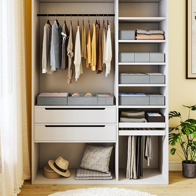 DIMJ Drawer Organizer 15 Pack - Foldable Baby Clothes Storage & Dresser Organizer for Nursery, Bedroom, Closet - Nursery Organization Dresser Dividers for underwear, Sock,Bra, Belt, Tie, Gray