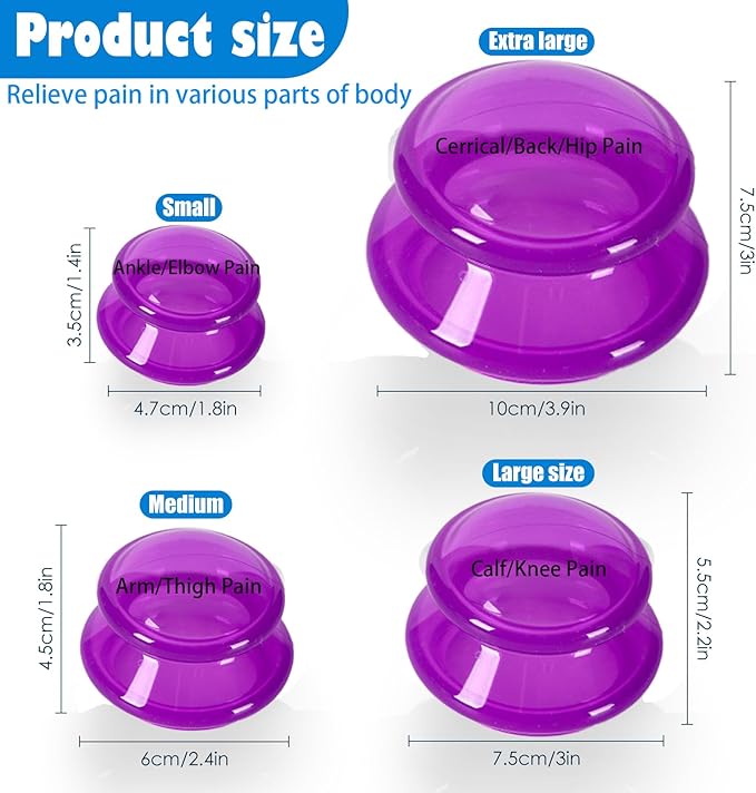 15Pcs Cupping Therapy Set-Professional Silicone Cupping, Suitable for Facial Body Massage/Deep Myofascial Release/Pain Relief/Muscle Relaxation & More (Purple,15pcs)