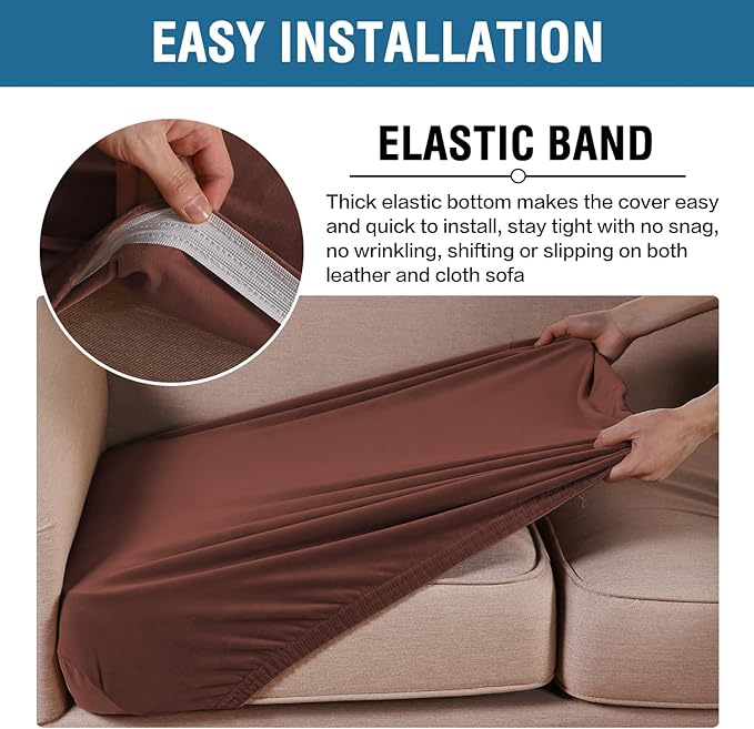 H.VERSAILTEX Velvet Stretch Couch Cushion Cover Plush Cushion Slipcover for Chair Cushion Furniture Protector Seat Cushion Sofa Cover (1 Piece Armchair Cushion Covers, Burnt Brick)