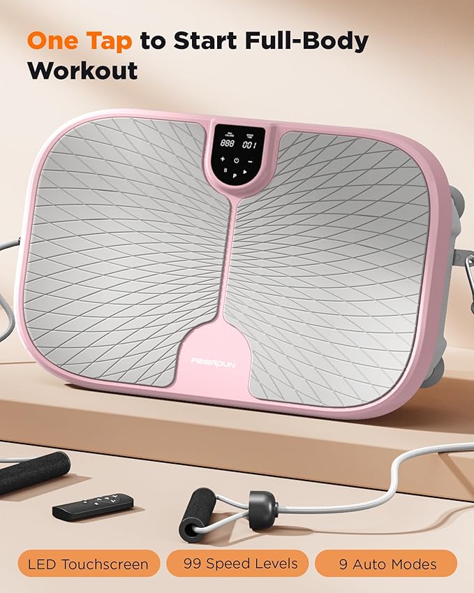 FEIERDUN Vibration Plate Exercise Machine, 400 LBS Capacity Vibration Plate for Lymphatic Drainage, Max Space for Whole-Body Workout & Relaxation at Home