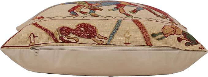 Charlotte Home Furnishings Bayeux Mont St. Michel Throw Pillow Cover 16" x 16" – Medieval Tapestry Cushion Case for Sofa, Couch, & Bed | Cotton Jacquard Woven in Europe | Insert Not Included