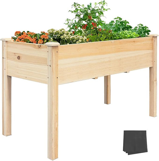 BSP Raised Garden Bed with Legs Outdoor Elevated Planter Box Flower Bed Wood Planter for Vegetable Herb Upgraded Solid Structure Growing Box Suitable for Backyard Patio and Balcony, 48”L X 24”W
