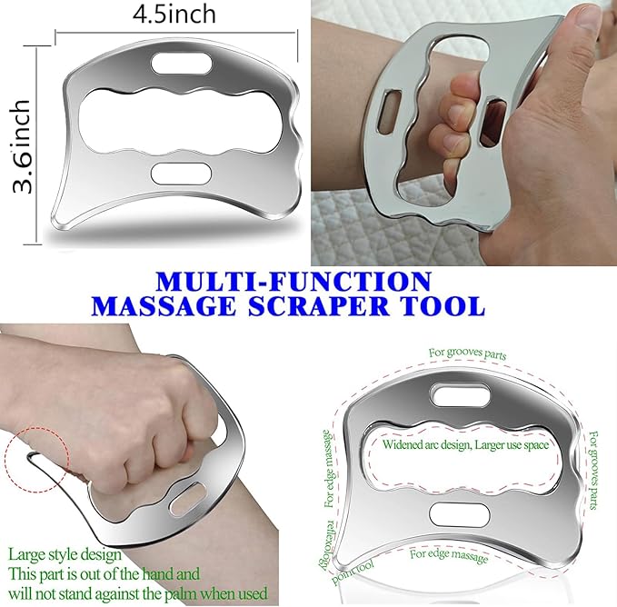 4 in 1 Muscle Scraper Tool Set, IASTM Physical Therapy Massage Tools with Storage Case, Gua Sha Massage Scraper Scraping Tool Physical Therapy (4PCS Set)
