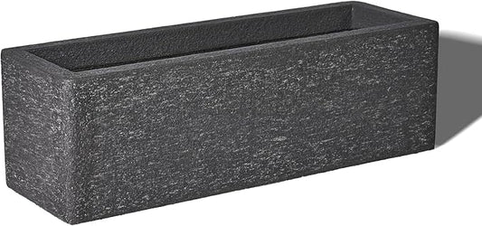 24 Inch Rectangular Concrete Planter,Durable All-Weather Use with Drainage Holes,Large Rectangular Planter for Outdoor Indoor Plants