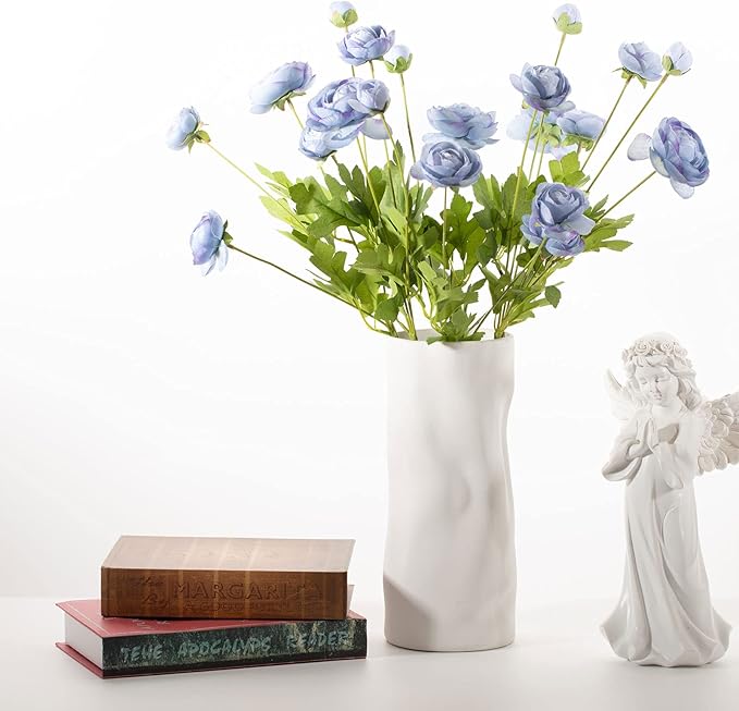 Artificial Silk Flowers Ranunculus Fake Flower 5 Pcs,Suitable for core Decoration,Wedding Floral Creation,Flower Arrangement DIY Project,Interior Decor（Blue）