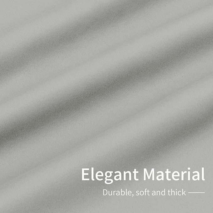 Easy-Going Blackout Curtains for Bedroom, Solid Thermal Insulated Grommet and Noise Reduction Window Drapes, Room Darkening Curtains for Living Room, 2 Panels (42x36 in, Greyish White)